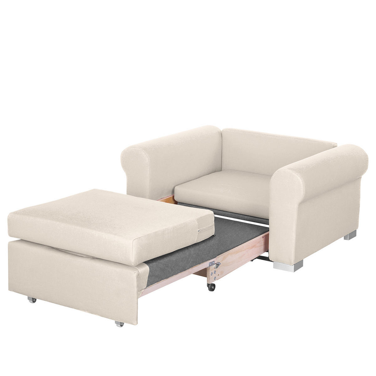 SCHLAFSOFA mit Husse - Silberfarben/Creme, Textil (125/90/90cm) - home24