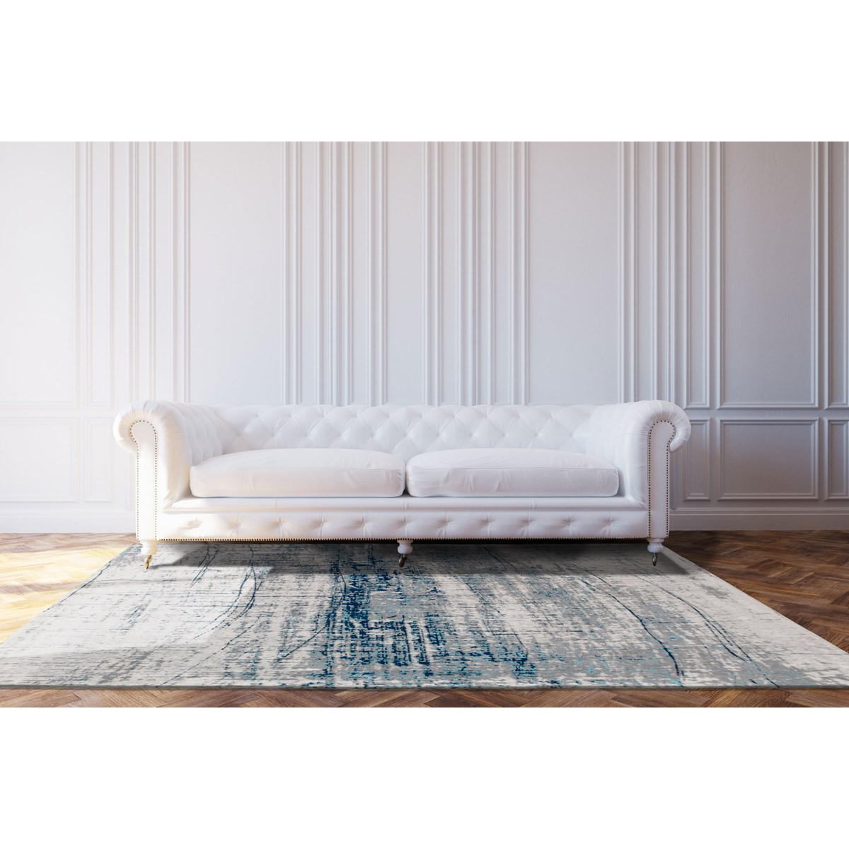 TEPPICH Wohnzimmer- und e aus Baumwolle Mad Men – Bronx Azurite Blau 170 x 245 cm - Blau, Naturmaterialien (170/245cm) - Novatrend