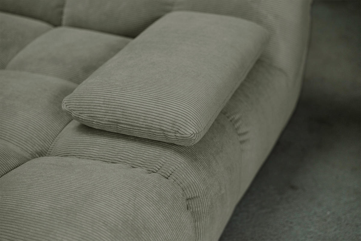 BIG SOFA VIVIEN Grün Cord - Schwarz/Olivgrün, Kunststoff/Textil (296/85/178cm) - KAWOLA