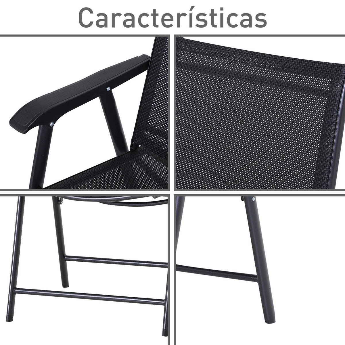 KLAPPSESSEL Schwarz 2 Stück - Schwarz, Metall (58/94/64cm) - GiPP