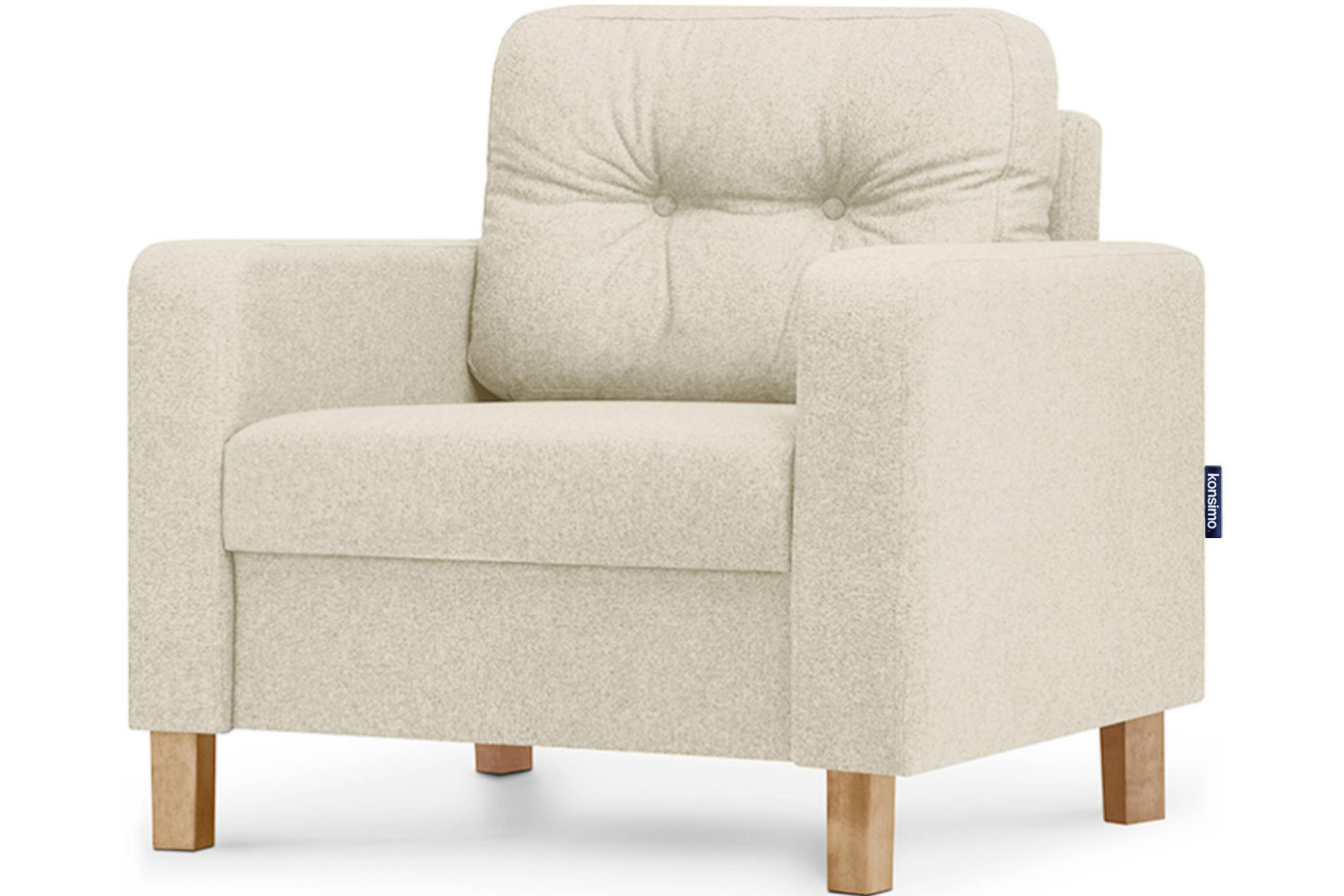 SESSEL ERISO mit Armlehnen und angenehmer Stoff zum Anfassen, Strukturstoff, beige - Beige/Braun, Textil (80/75/75cm) - KONSIMO®