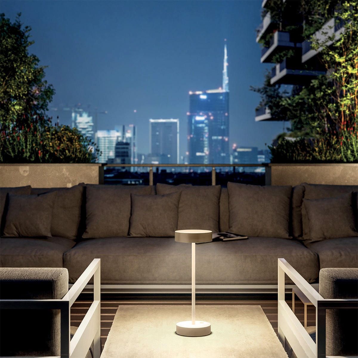 SANDY H33CM Kabellose Tischleuchte - Beige, Metall (16/16/38cm) - Lumisky