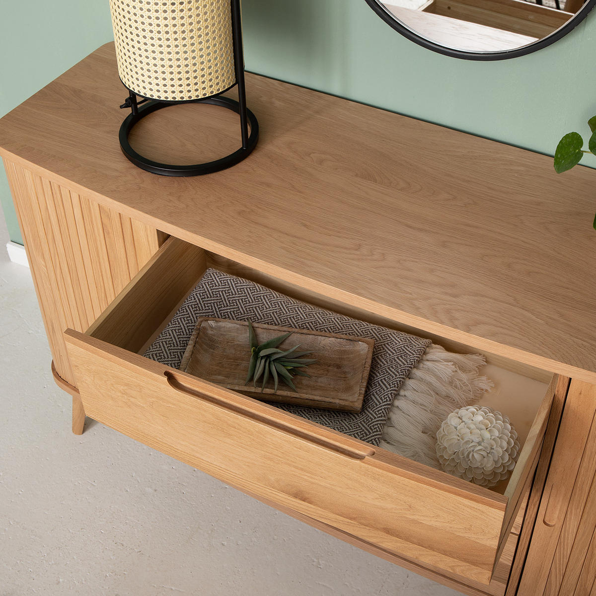 SIDEBOARD - Echtholzfurnier - Eichefarben, Holzwerkstoff (160/85/50cm) - home24