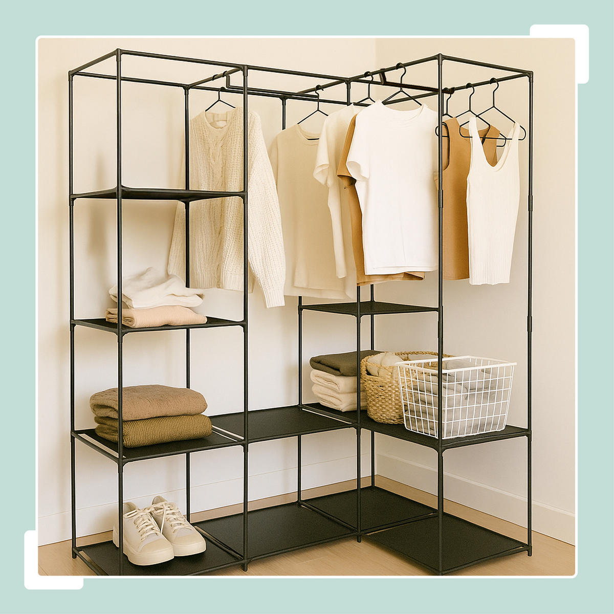 ECKSCHRANK - Schwarz, Kunststoff/Textil (130/170/86cm) - Relaxdays