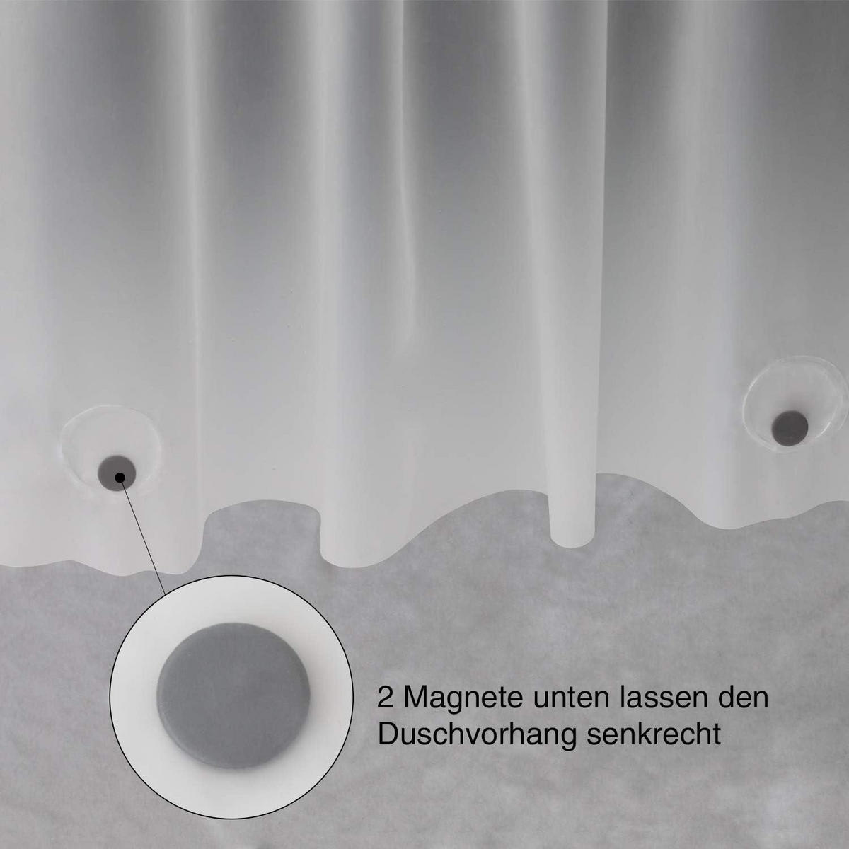 DUSCHVORHANG mattglasartig 120 x 180 cm - Transparent, Kunststoff (120/180cm)
