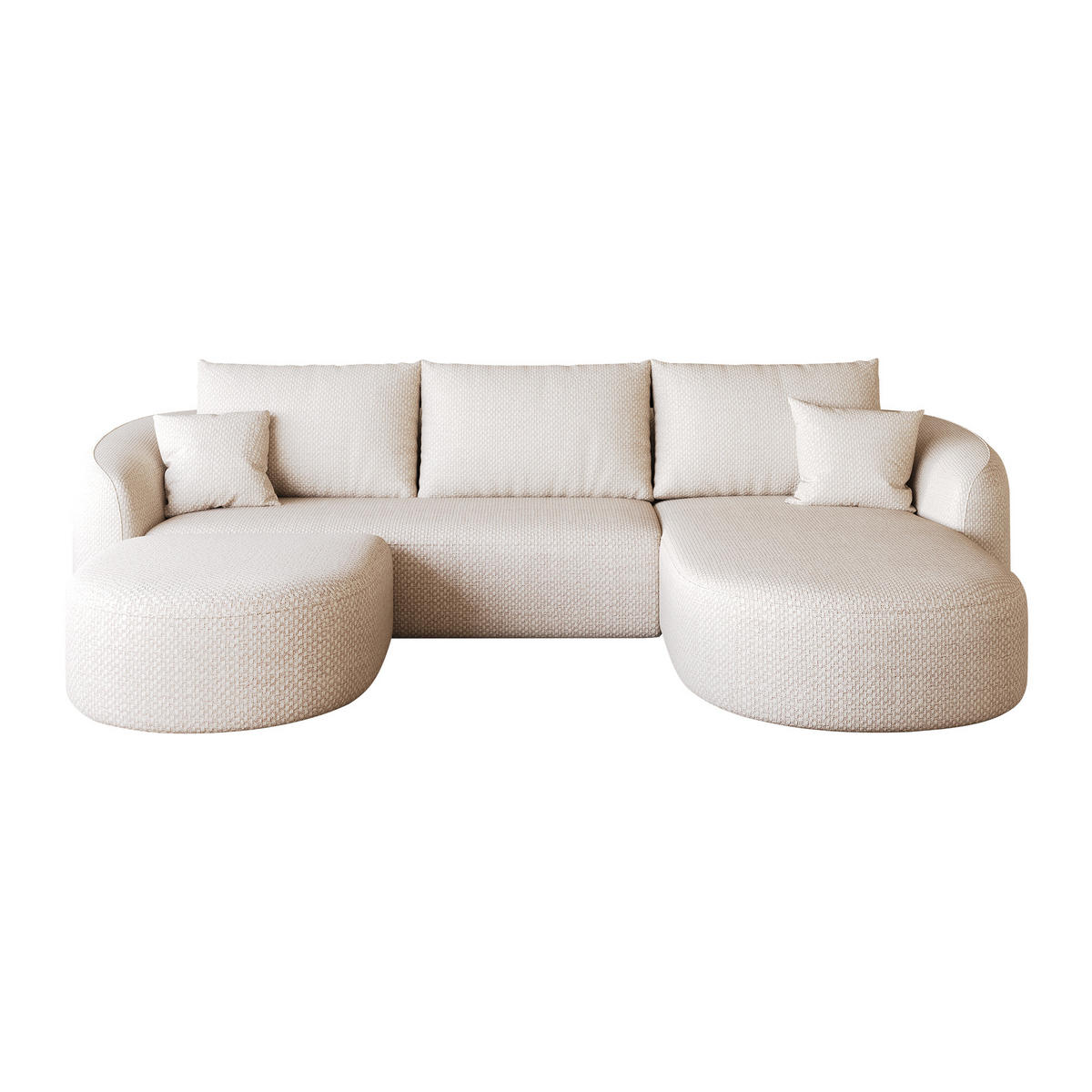WOHNLANDSCHAFT DE-34817 U-Form 2-Sitzer Chaiselongue rechts Weiß - Weiß, Textil (168/85/336cm) - ComfortXL