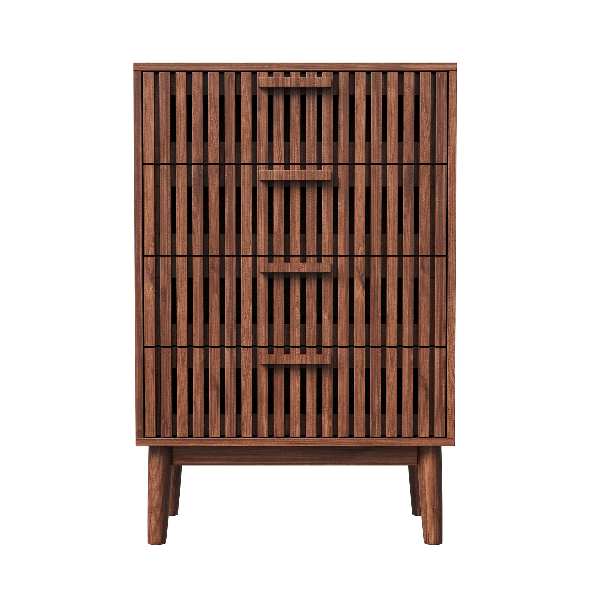 KOMMODE Rillen‑Design Stauraumschrank 34/60/91 cm Nussbaumholzoptik - Nussbaumfarben, Holz (60/91/34cm) - Joyfair