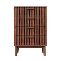 KOMMODE Rillen‑Design Stauraumschrank 34/60/91 cm Nussbaumholzoptik - Nussbaumfarben, Holz (60/91/34cm) - Joyfair