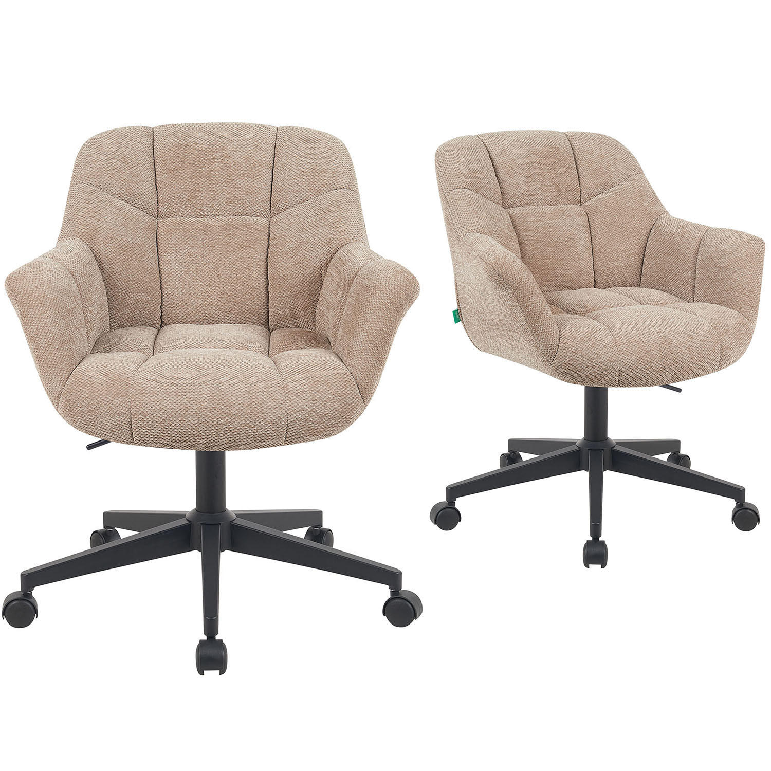 BÜROSTUHL Mika-Nuri - Beige/Schwarz, Textil/Metall (65/78/66cm) - DUBI Möbel