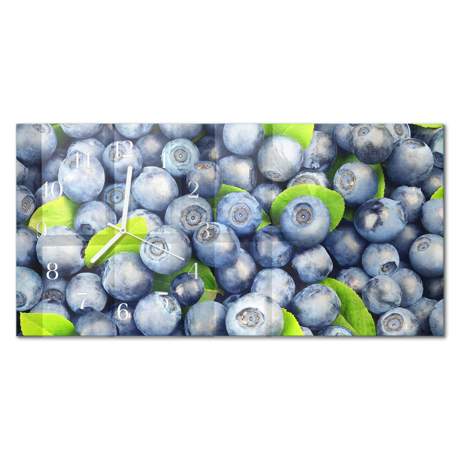 WANDUHR 60x30 cm - Blume - Blau, Glas (60/30/0.4cm) - TULUP