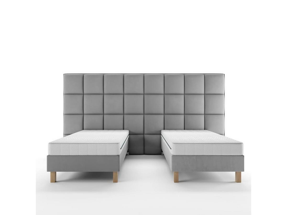 BETT für Hotel DUBAJ 70 x 200 cm, Polsterbett mit Rädern, Taschenmatratze, Einzelbett, 1 Stück, Grau - Grau, Holz/Buchenholz (70/200cm) - Trada