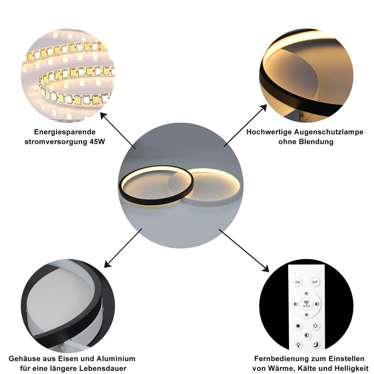 LED-DECKENLEUCHTE Valdemar 50/30/5 cm - Weiß, Metall (50/30/5cm) - Nettlife