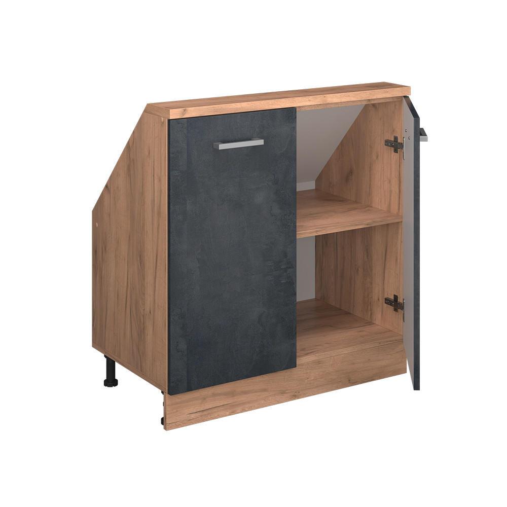 Vicco Küchenschrank Schwarz, Eiche 80x83.8x46 cm