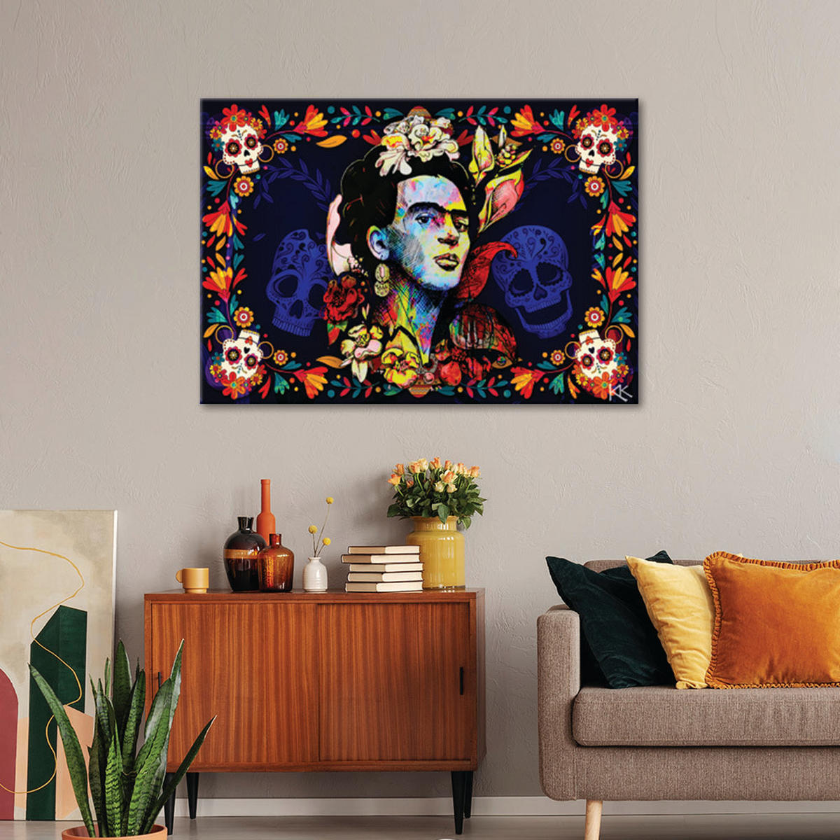 WANDBILD los muertos frida kahlo - Multicolor, Textil (60/40cm) - Feeby