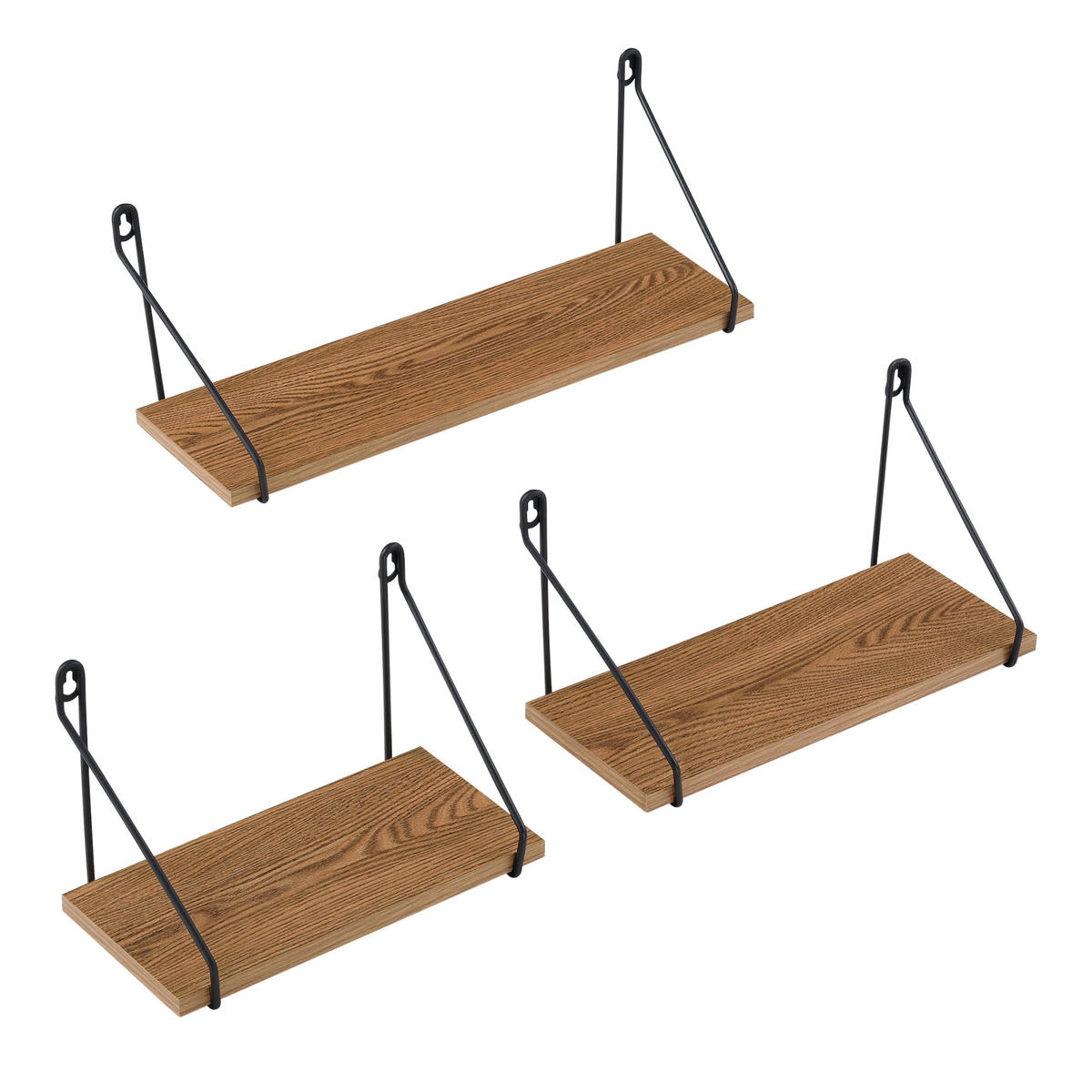 WANDREGAL-SET 3 TLG. Randers - Schwarz, Metall (26.5/17.5/14cm) - [en.casa]