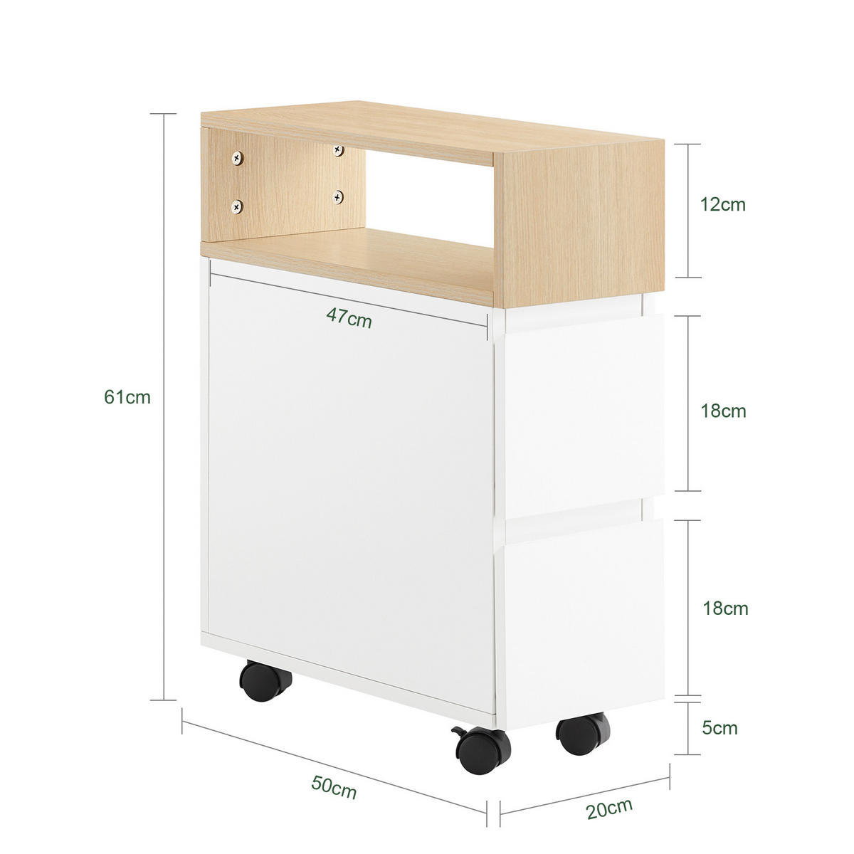 NISCHENWAGEN Weiß-Natur - Weiß/Naturfarben, Holzwerkstoff (50/20/61cm) - SoBuy