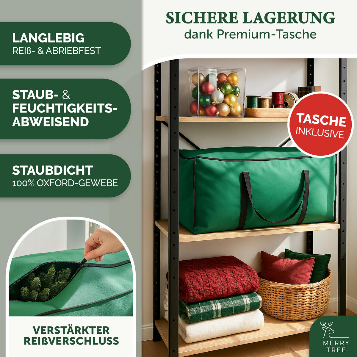 WEIHNACHTSBAUM aus PE & PVC Mix mit LED Beleuchtung, 210 cm - Grün, Kunststoff (210cm) - Merry Tree