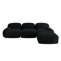 ECKSOFA 298/178/75 cm schwarz aus Cordstoff rahmenlos und montagefrei - Schwarz, Textil (178/298cm) - OKWISH