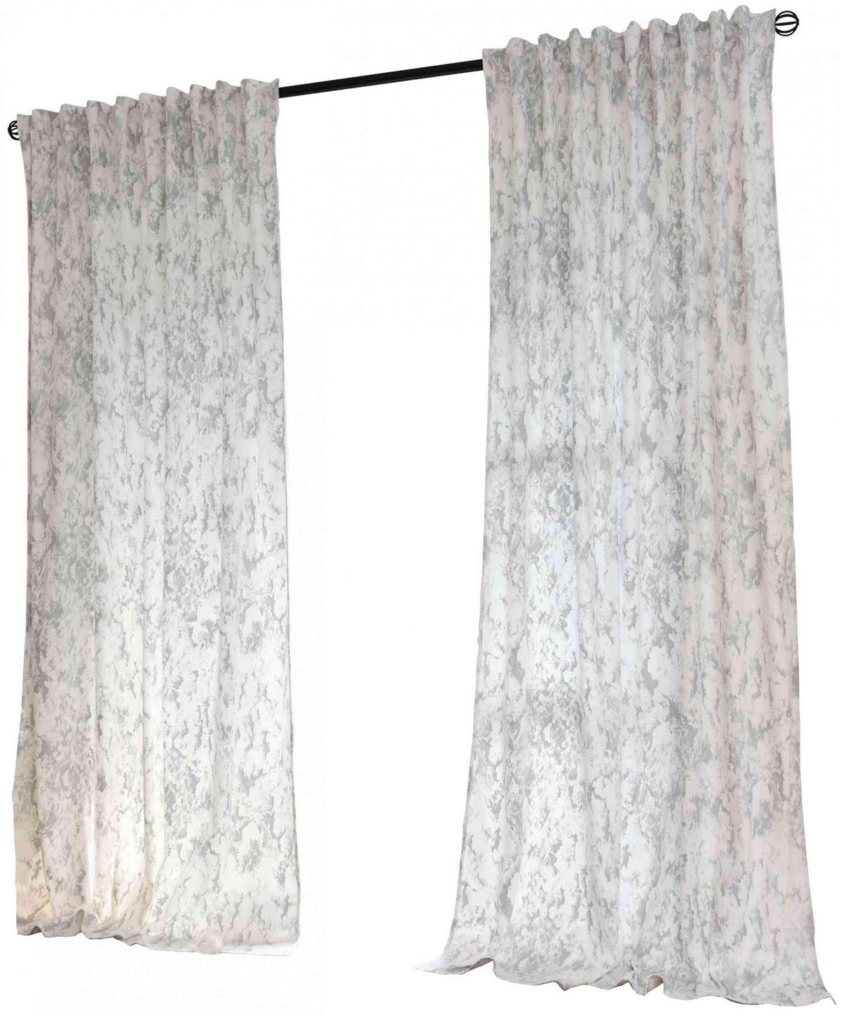 VORHANG 2ER SET MILANO STAR HxB 245x140 cm Weiß Silber - Weiß, Textil (140/245cm) - Gardinenbox