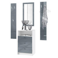 GARDEROBE Pino Grau Hochglanz - Grau, Holzwerkstoff (135/190/36cm) - Vladon