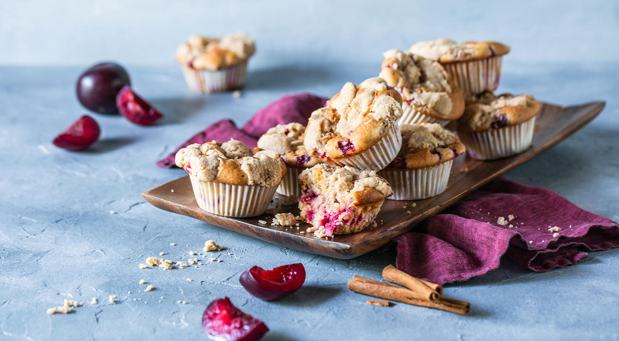 Pflaumenmuffins mit Streuseln