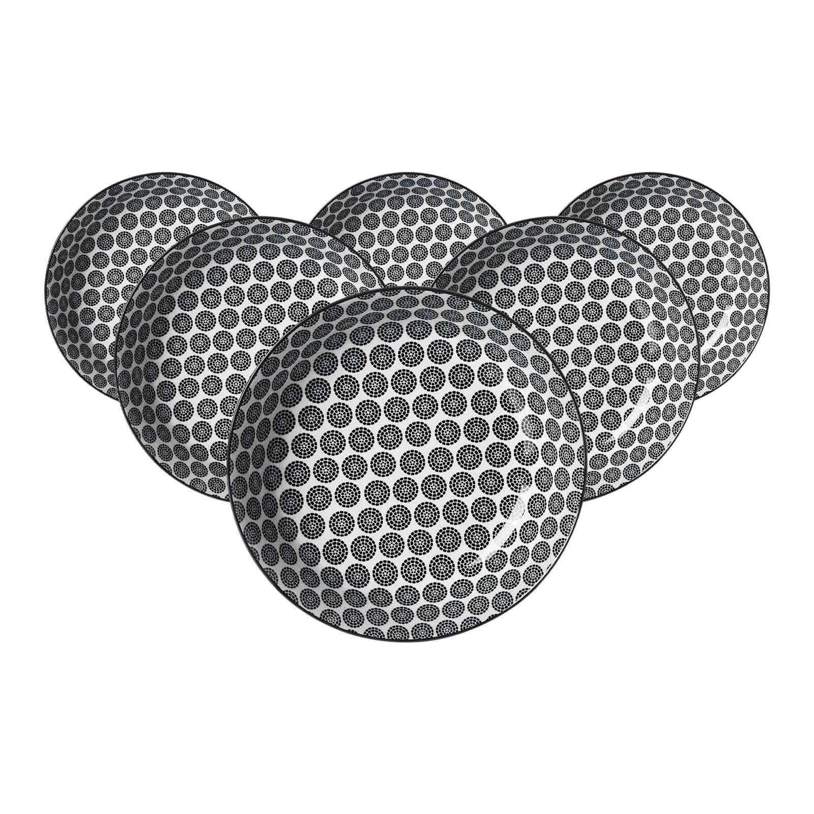 SUPPENTELLER Takeo Circles schwarz-weiß ø 20,5 cm 6er Set - Schwarz/Weiß, Keramik (20.5cm) - Ritzenhoff Breker