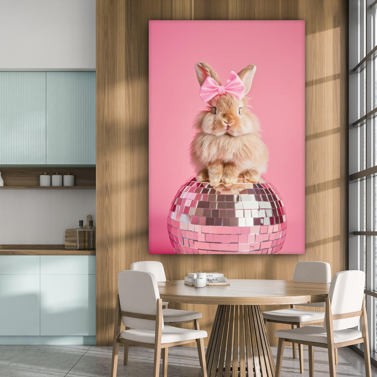 OBRAZ NA PLÁTNĚ Luk - Discoball - Králík 90x140 cm - růžová, textil (90/140cm) - MuchoWow