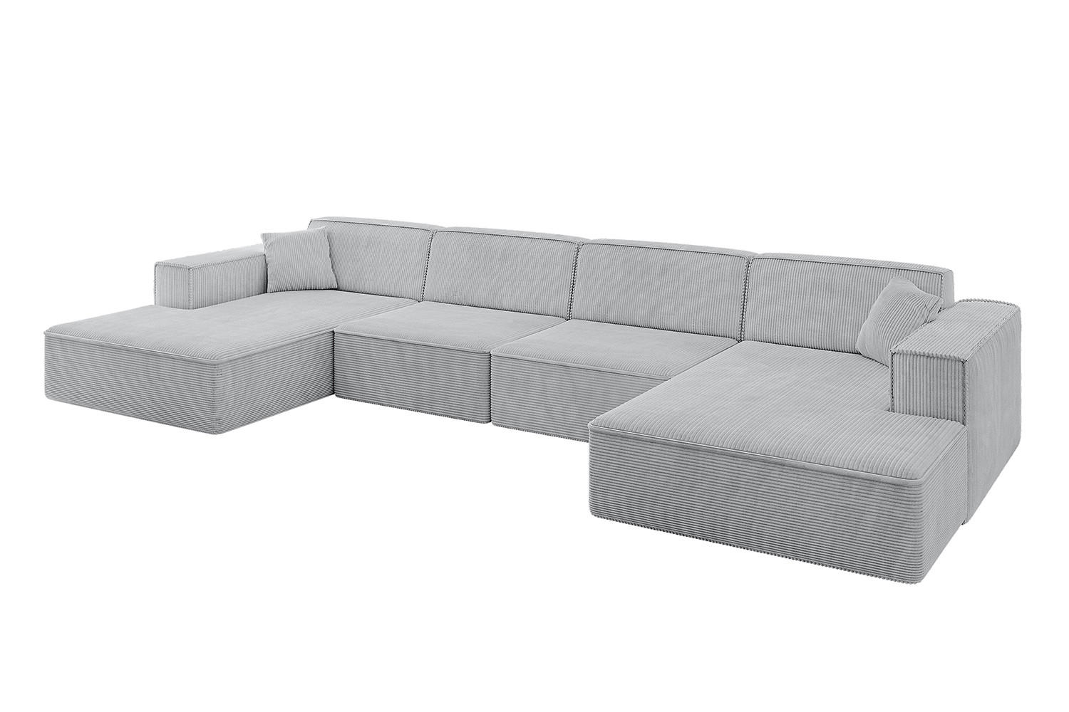 WOHNLANDSCHAFT IREA-U2-v4 - 388x171x79 cm Grau - Grau, Holzwerkstoff/Textil (388/79/171cm) - ALTDECOR