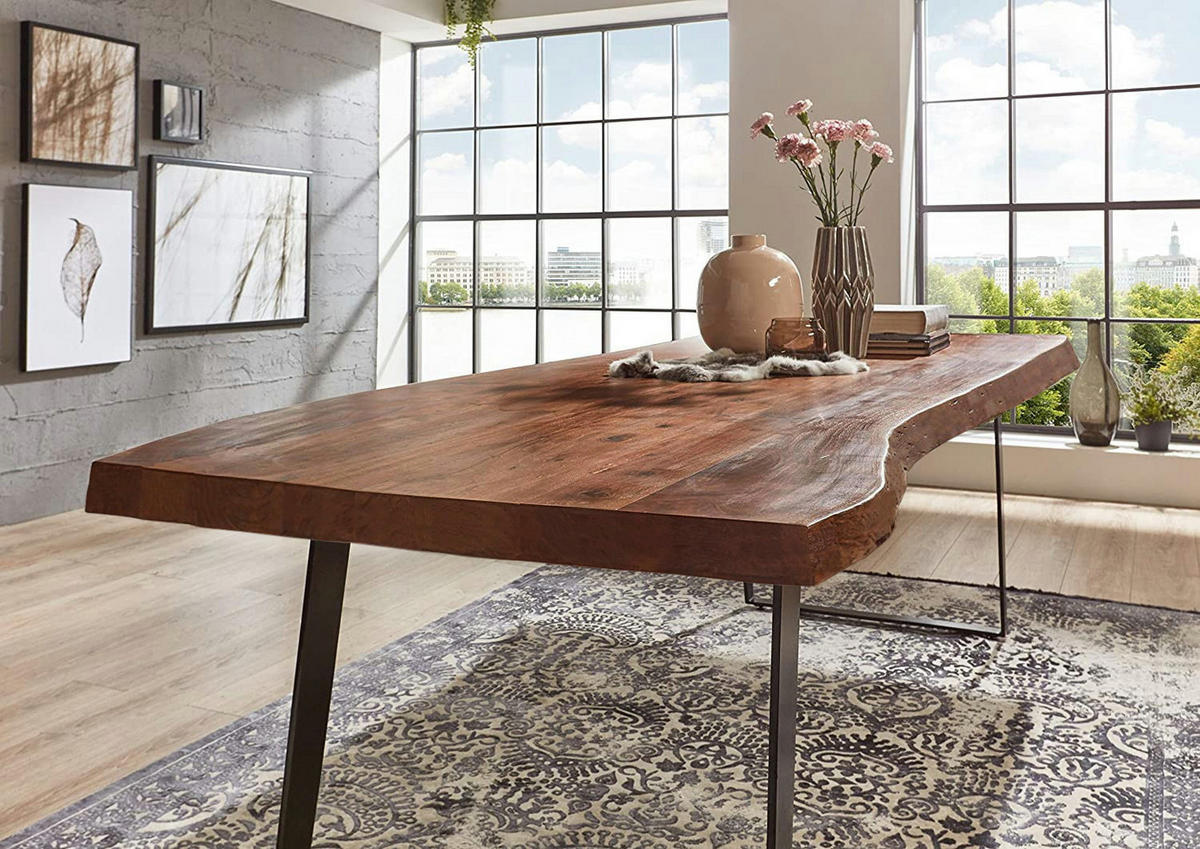 ESSTISCH HALMSTAD - Schwarz/Braun, Holz/Metall (100/200/79cm) - SAM