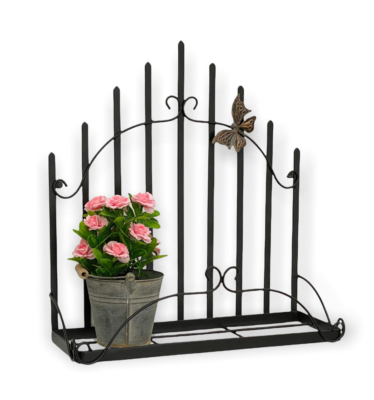 WANDBLUMENHALTER Metall Schwarz 50 cm 96237 - Schwarz, Metall (50/52/18cm) - DanDiBo