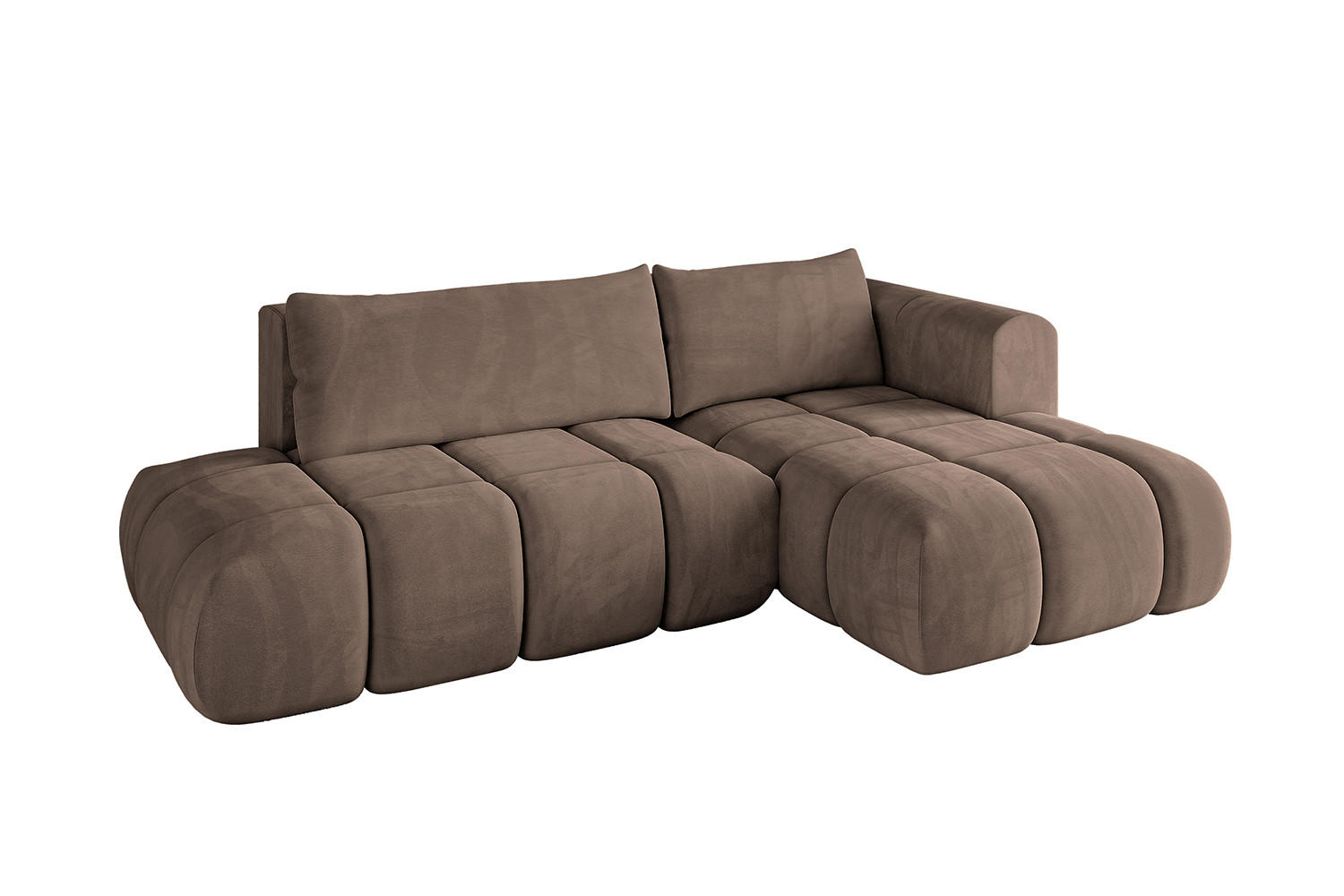 ECKSOFA Ottomane Rechts CLOUD-L 289x180x40 Braun Velours - Braun, Holzwerkstoff/Kunststoff (289/180cm) - ALTDECOR