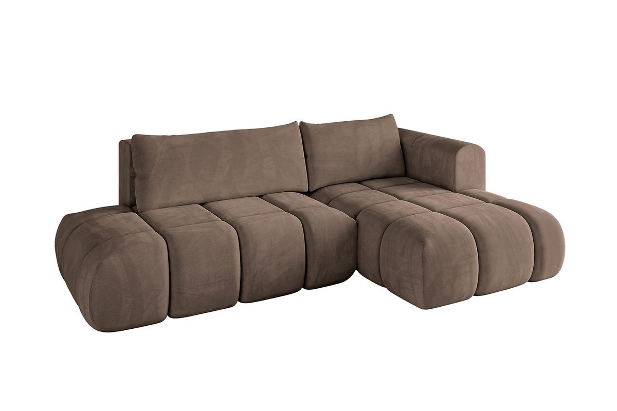 ECKSOFA Ottomane Rechts CLOUD-L 289x180x40 Braun Velours - Braun, Holzwerkstoff/Kunststoff (289/180cm) - ALTDECOR