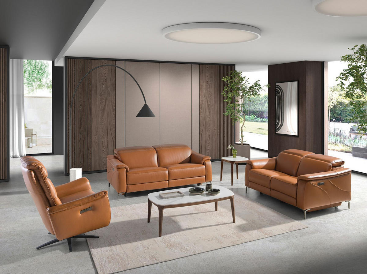 SOFA 3-Sitzer-Relaxsofa aus braunem Leder 188/160/101 cm - Edelstahlfarben/Braun, Leder (188/101/108cm) - ANGEL CERDA