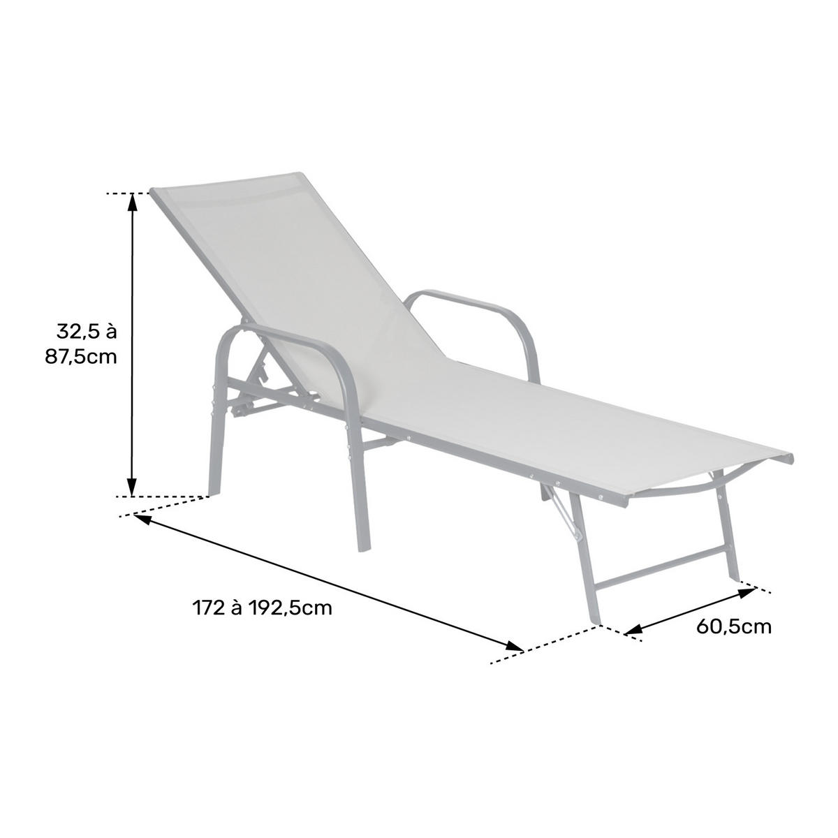 SONNENLIEGEN Sardinia Grau und weiß 2er-Set - Hellgrau, Kunststoff (60.5/87.5/192.5cm) - Happy Garden
