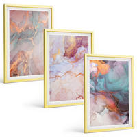 BILDER SET 3er Set - 40x60 cm Goldrahmen - Abstrakte Pastellmuster - Goldfarben, Kunststoff (40/60cm) - TULUP