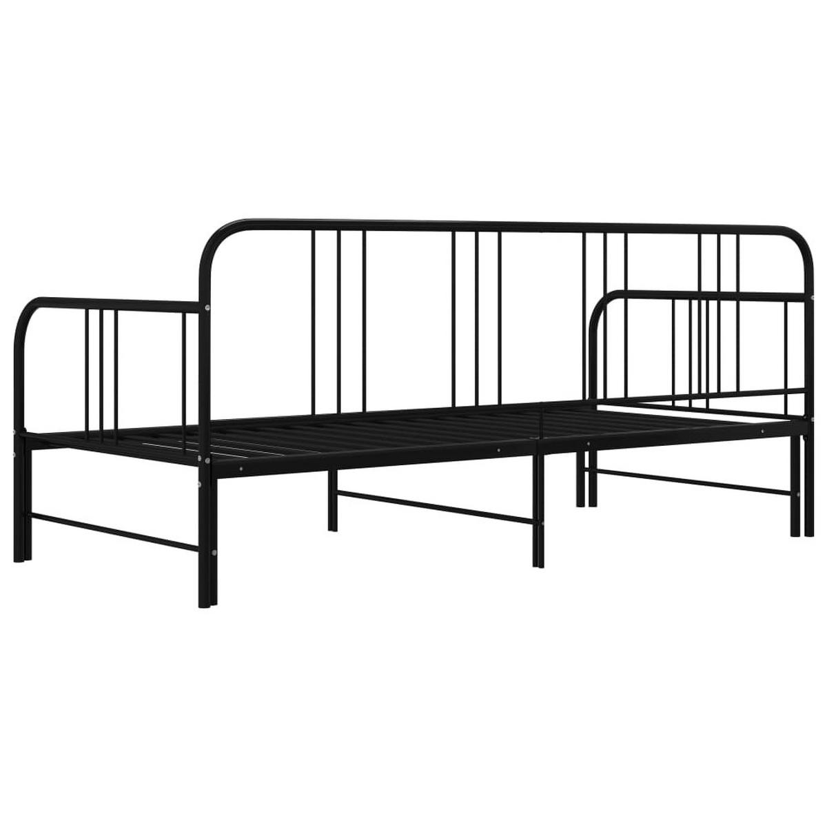 TAGESBETT Ausziehbar Schwarz Metall 90/200 Cm - Schwarz, Metall - vidaXL