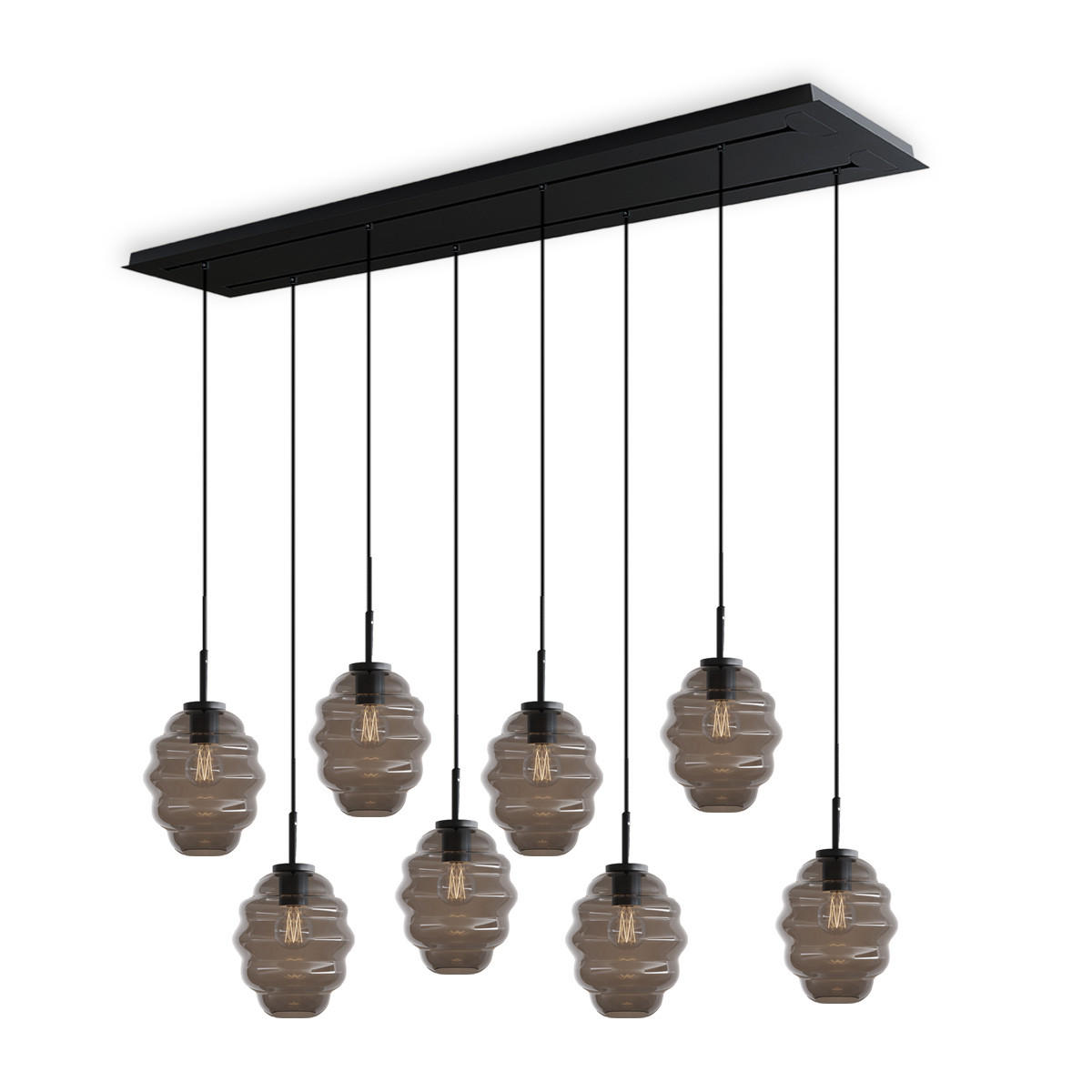 HÄNGELEUCHTE Echos 8-flammig Rauch Ø 18cm - Anthrazit/Schwarz, Glas (18/18/20cm) - s.luce
