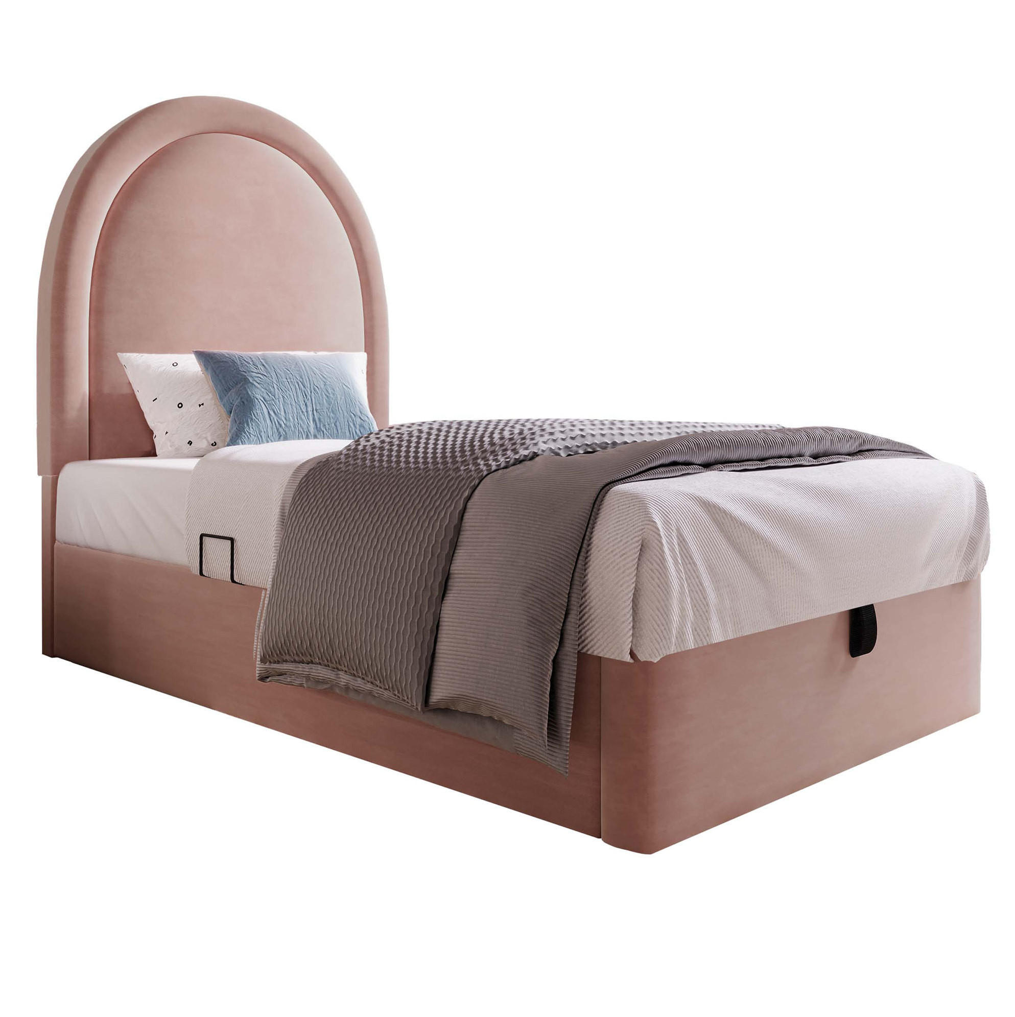 POLSTERBETT 90/200 cm Rosa mit Hydraulik und Lattenrost ohne Matratze - Rosa, Textil (90/200cm) - MIVRAY