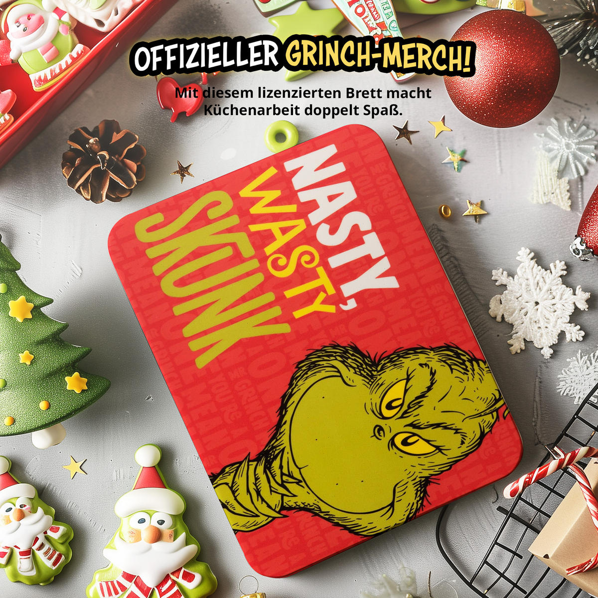 BRETTCHEN The Grinch Nasty Wasty Skunk Rot 14,5 x 23,5 cm - Rot, Kunststoff (14.5/23.5cm) - United Labels