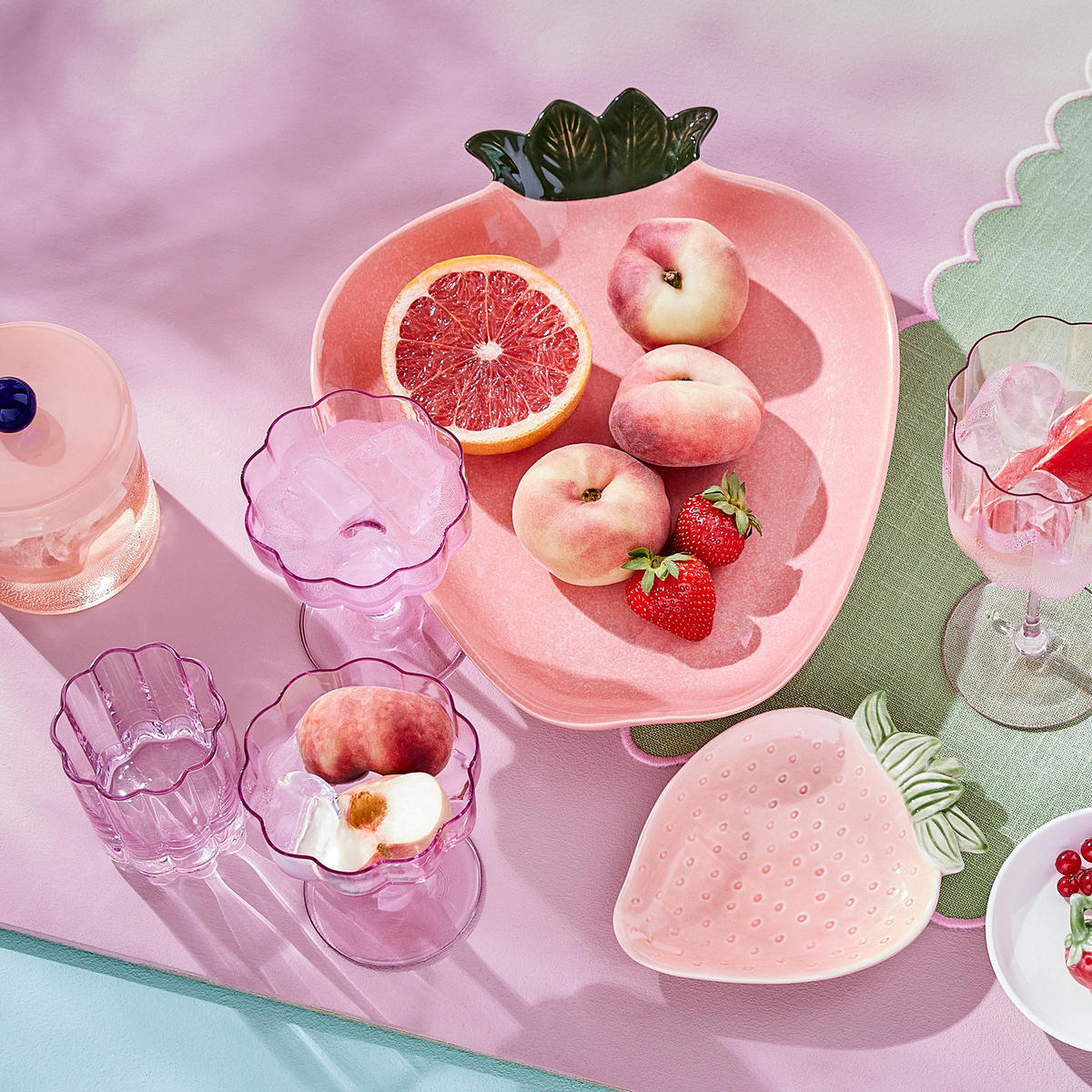 DEKOSCHALE (4er Set) Strawberry - Pink, Keramik (2cm) - Butlers