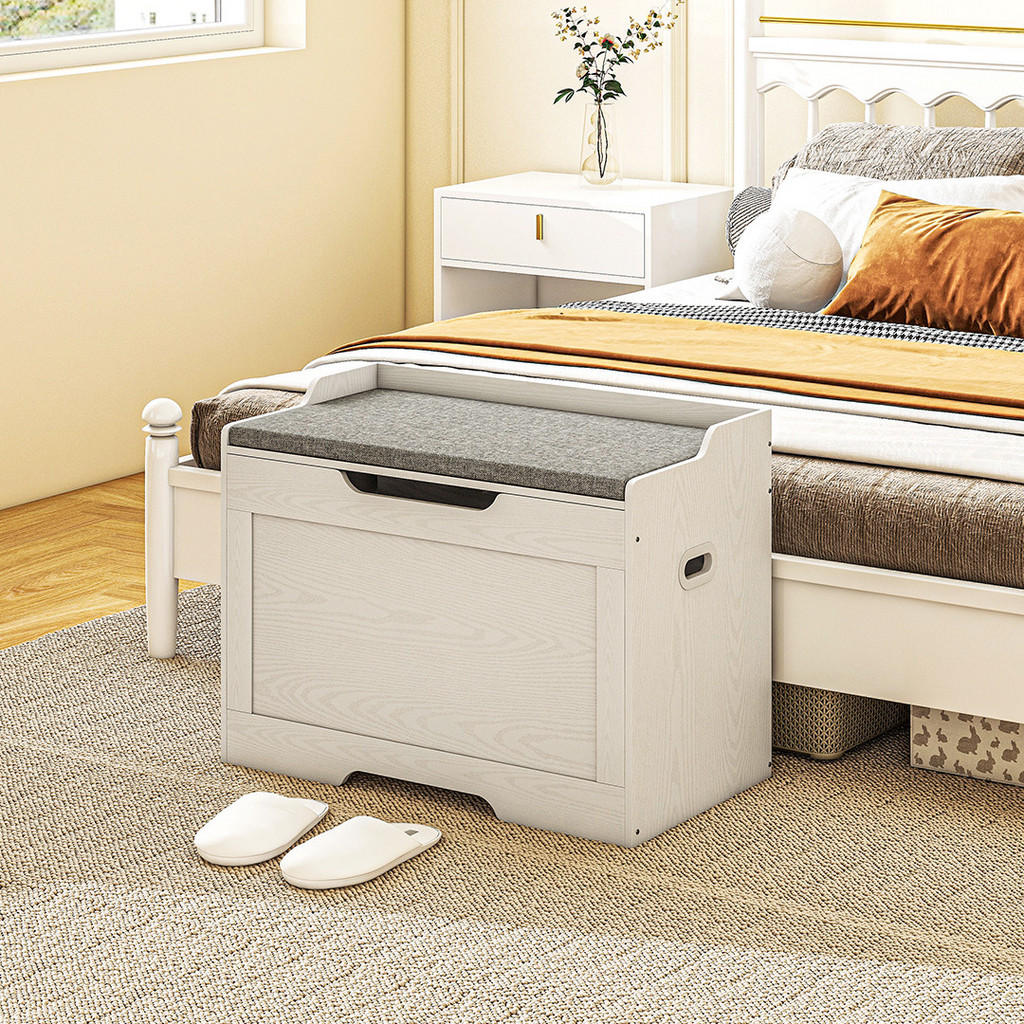 Thumbnail - Homcom Aufbewahrungstruhe, Weiß, Kunststoff, Nachbildung, Füllung: Schaumstoff, 40x56x75 cm, Esszimmer, Bänke, Sitzbänke