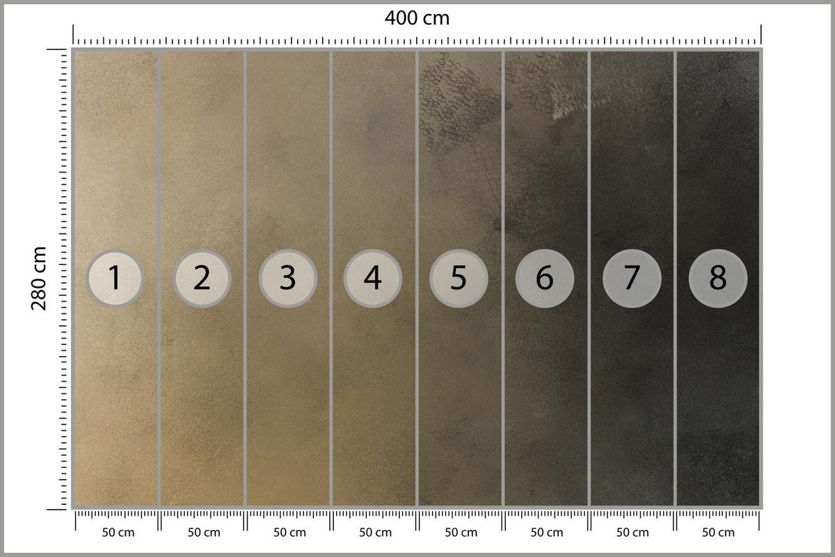 FOTOTAPETE für Wohnzimmer Pastell Beige Ombre Beton Minimalismus 400x280 - Beige/Schwarz, Papier (400/280cm) - Muralo