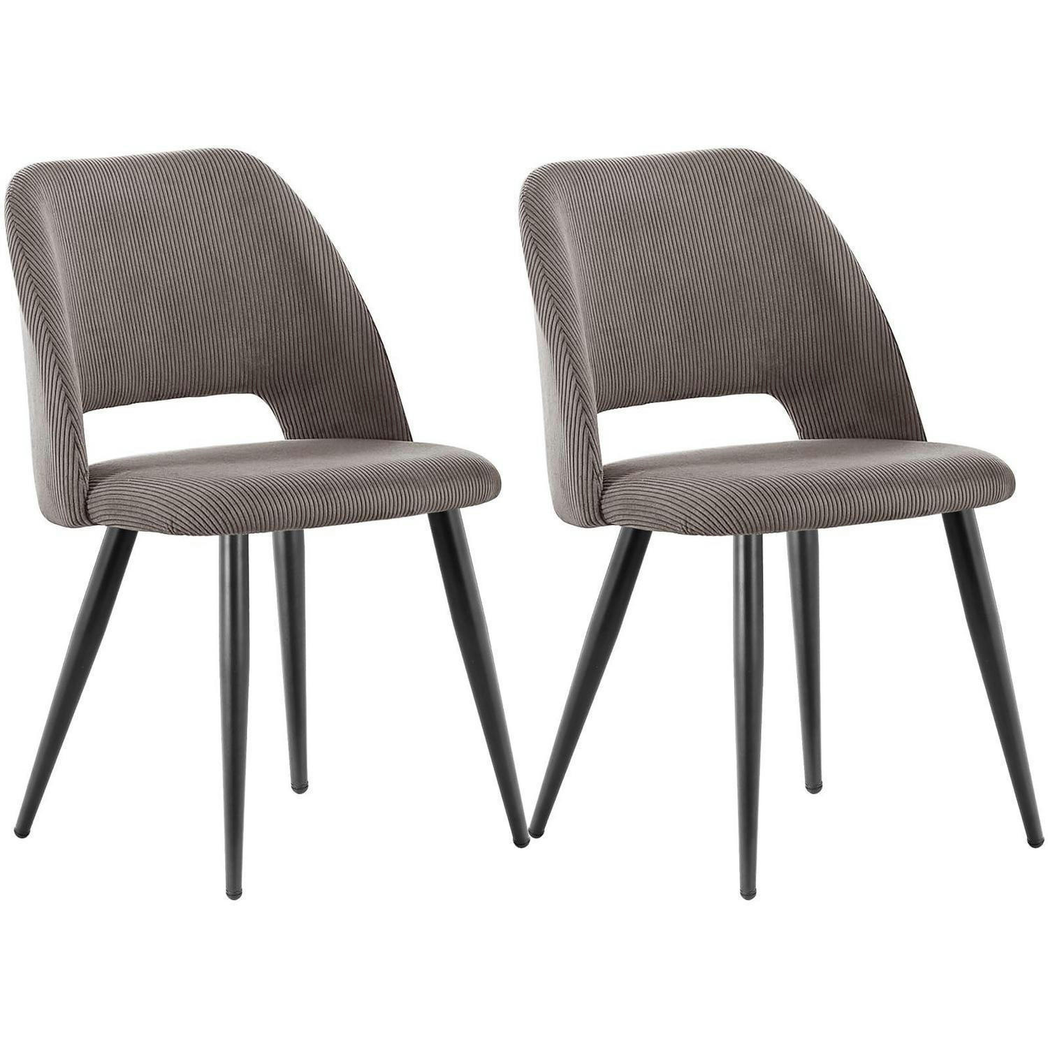 ESSZIMMERSTÜHLE 2er Set Kordsamt Braun - Braun, Textil (48/80/45cm)