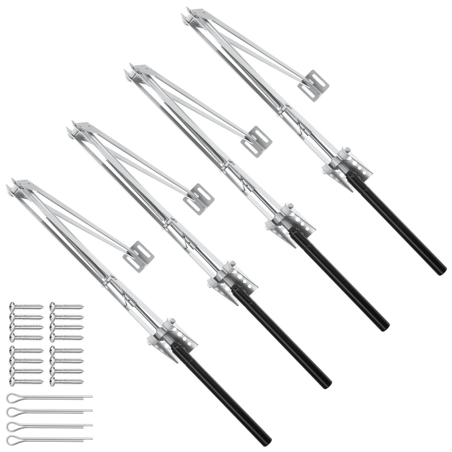 AUTOMATISCHER-FENSTERÖFFNER 4er Set, einfache Montage, silber - Silberfarben, Metall (4.5/5/32cm) - tectake