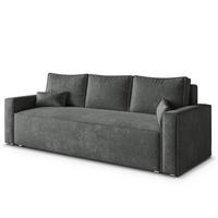 BETTSOFA MENI LM Grau Chenille-Stoff mit Schlaffunktion - Grau, Textil (232/85/87cm) - MASSENO