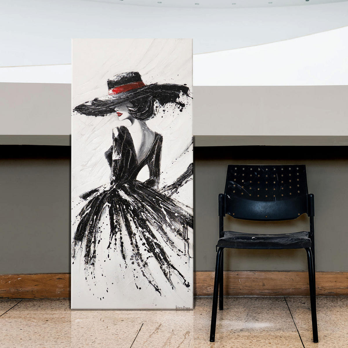 GEMÄLDE Die Dame auf Keilrahmen 115x50 cm - Multicolor, Holz (115/50cm) - YS-art gallery