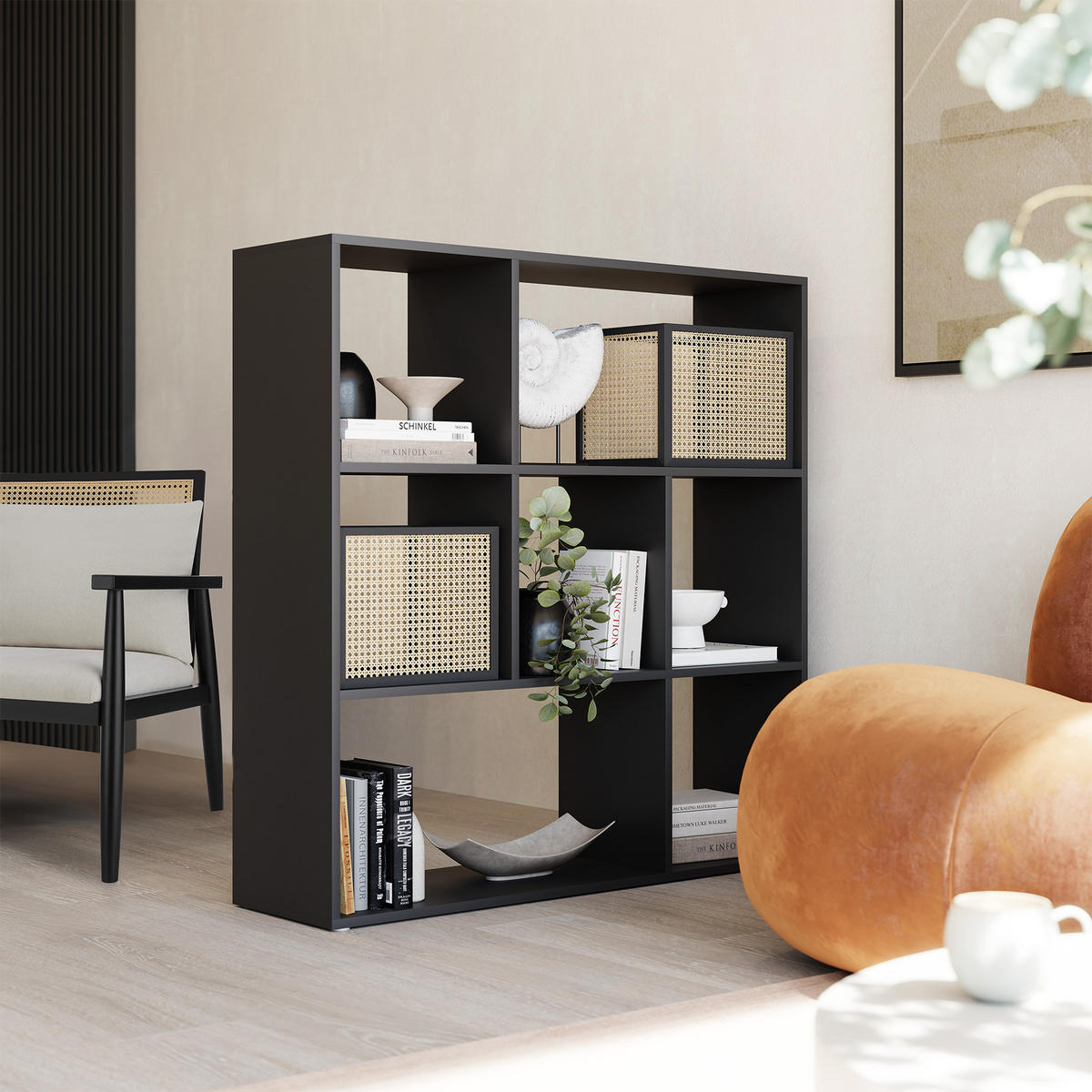 BÜCHERREGAL Tartu,104 x 29 x 107 cm,schwarz - Schwarz, Holzwerkstoff (104/107/29cm) - tectake
