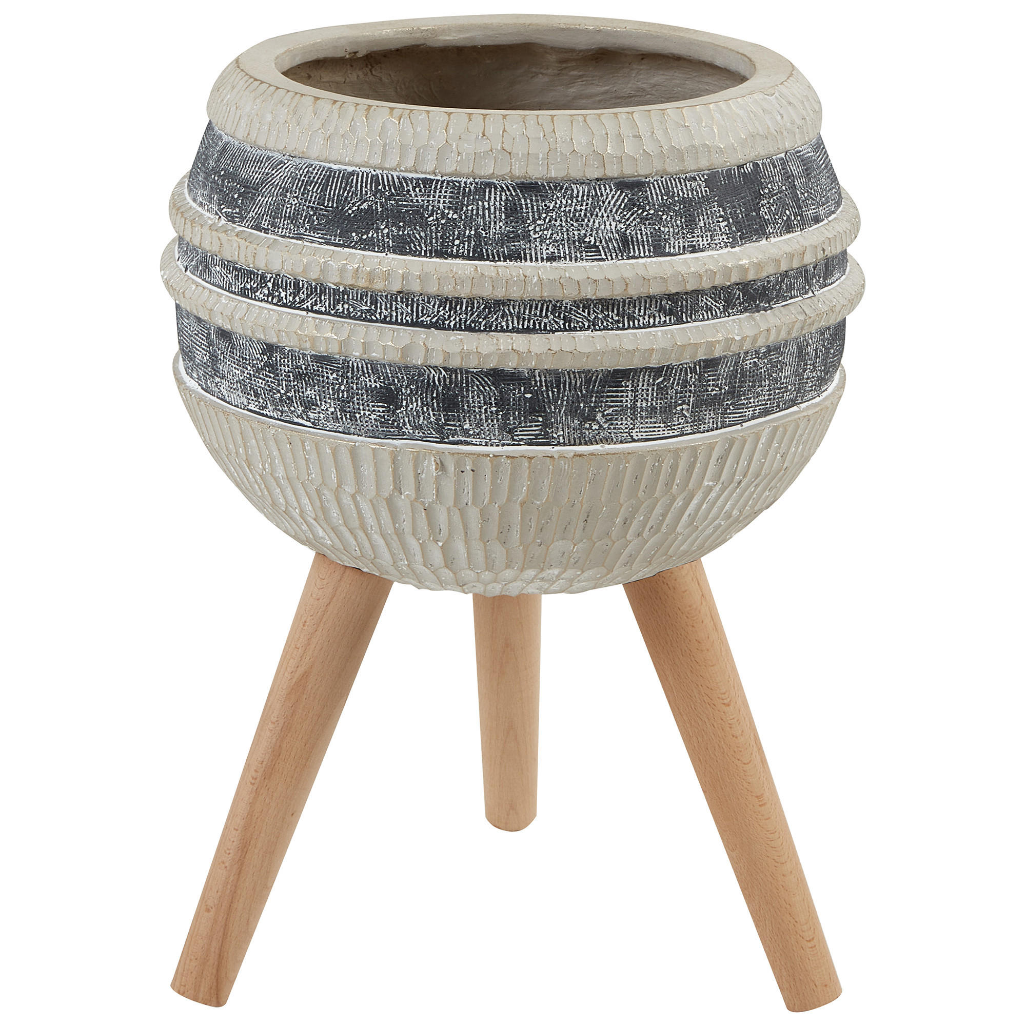 PFLANZENSTÄNDER Beige Athyrium - Hellbraun/Beige, Stein (52cm) - Beliani