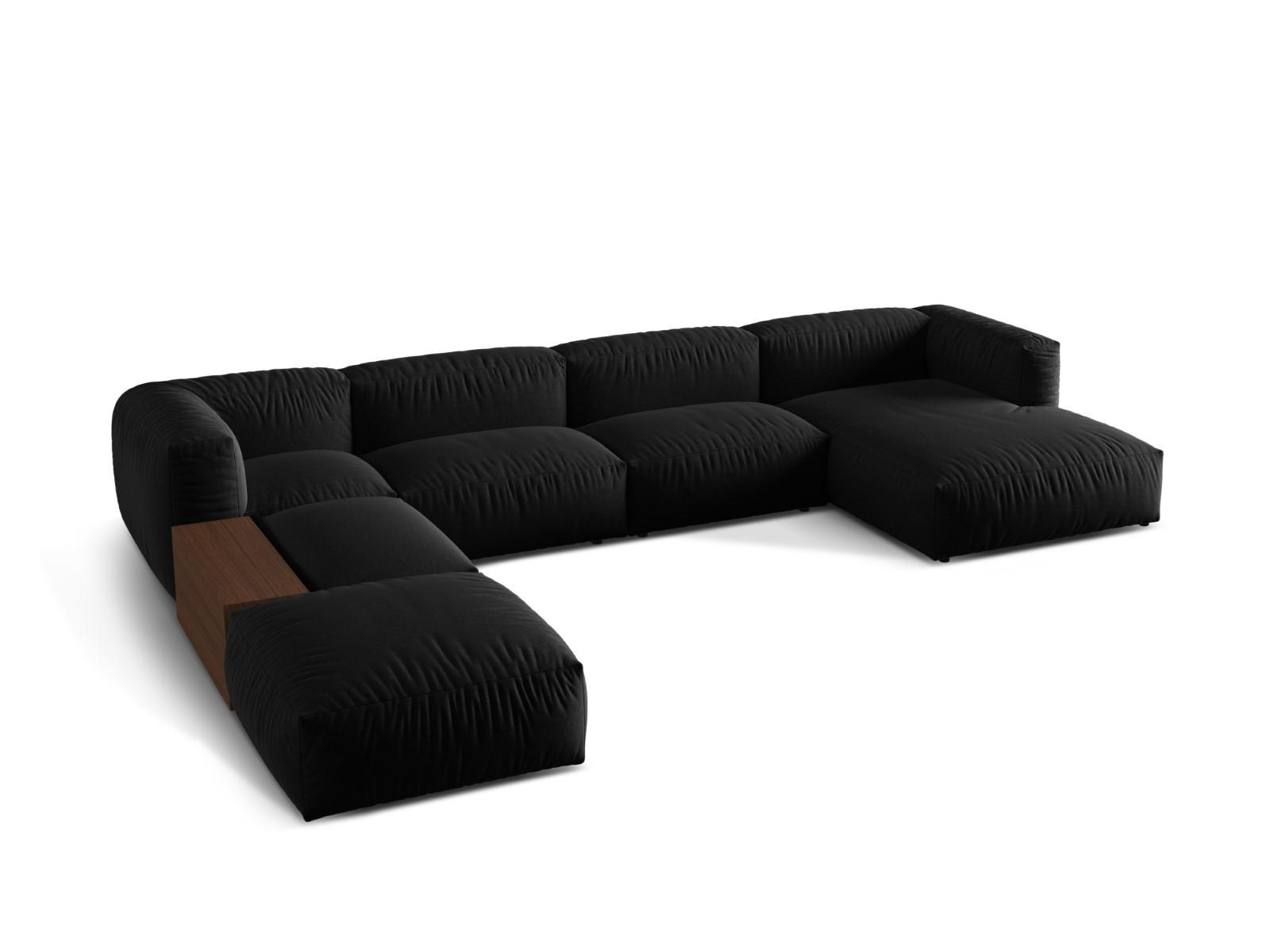 MODULARES-PANORAMASOFA links Martina aus strukturiertem Stoff schwarz 5 Sitzplätze - Schwarz, Textil (280/75/406cm) - Micadoni