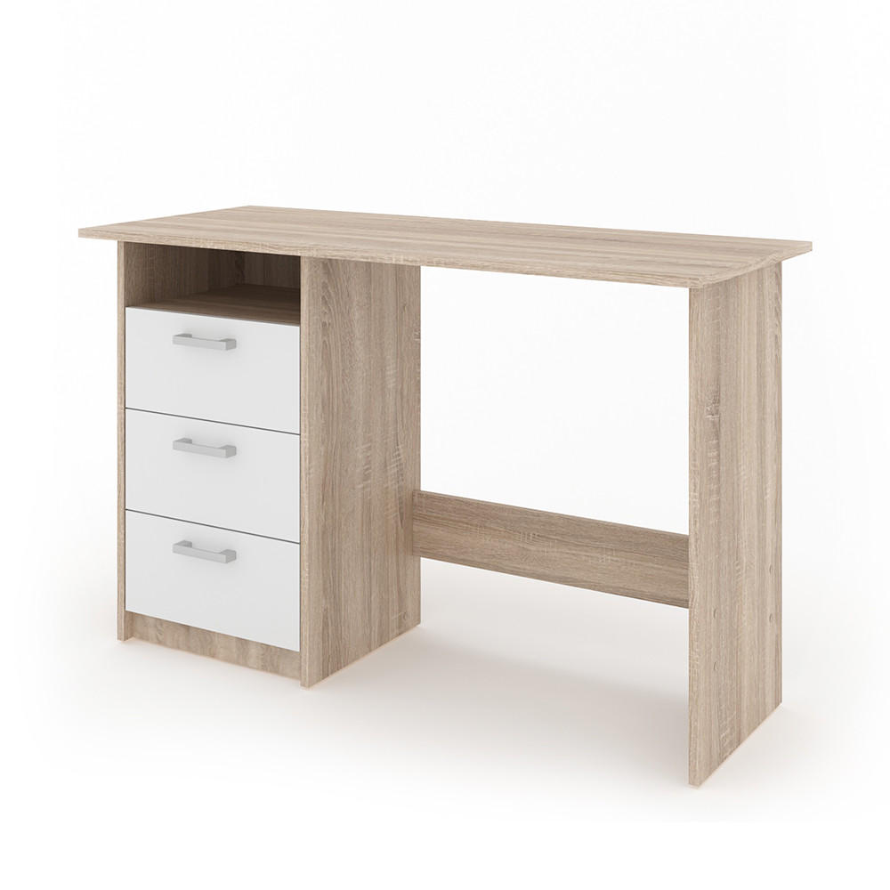 SCHREIBTISCH Meiko Weiß/Sonoma 120 x 50 cm - Weiß/Sonoma Eiche, Holzwerkstoff (50/120/76.6cm) - Vicco